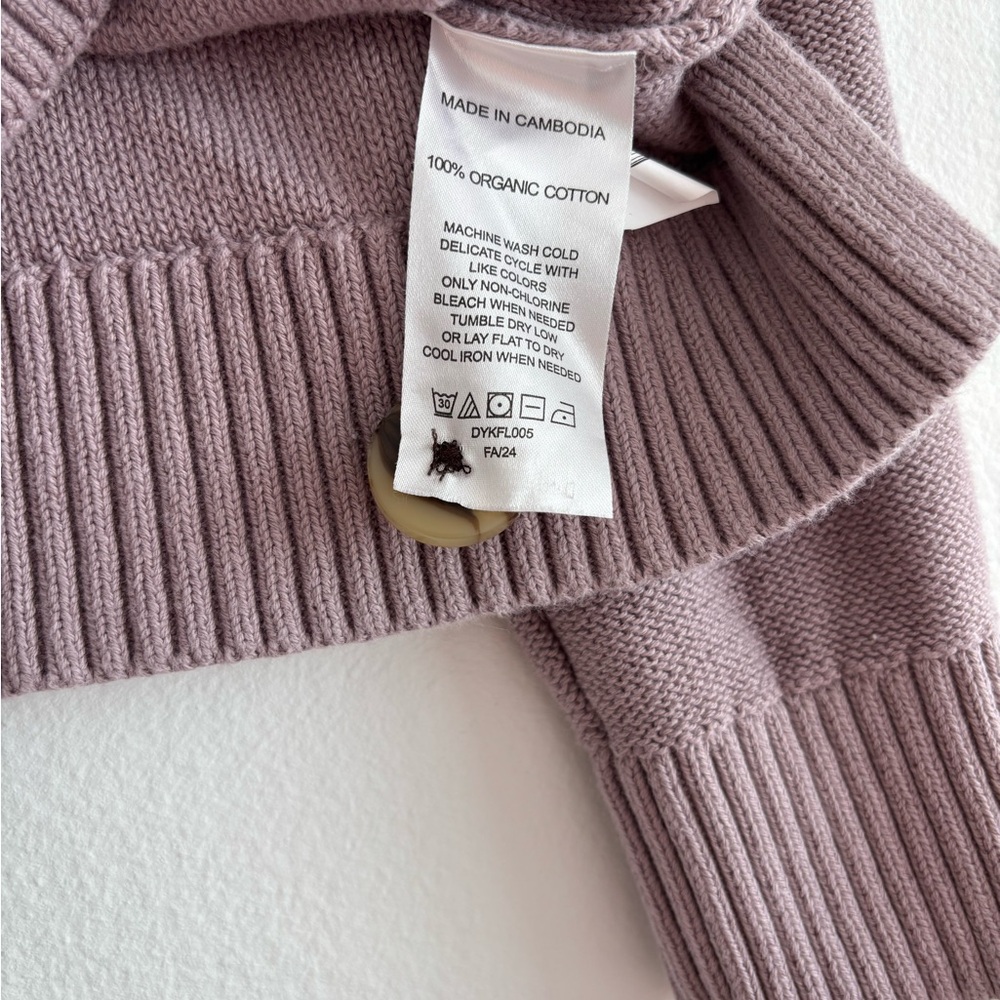 Quince 100% Organic Cotton Cropped Cardigan / Lilac Button-Up Women's Cardigan - Picture 10 of 10